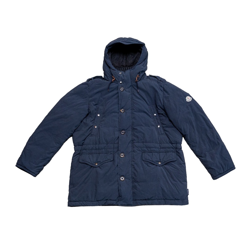 Moncler Navy Blue Down Parka Hooded Jacket Size 6 Mens Runs Like XL Puffer Coat